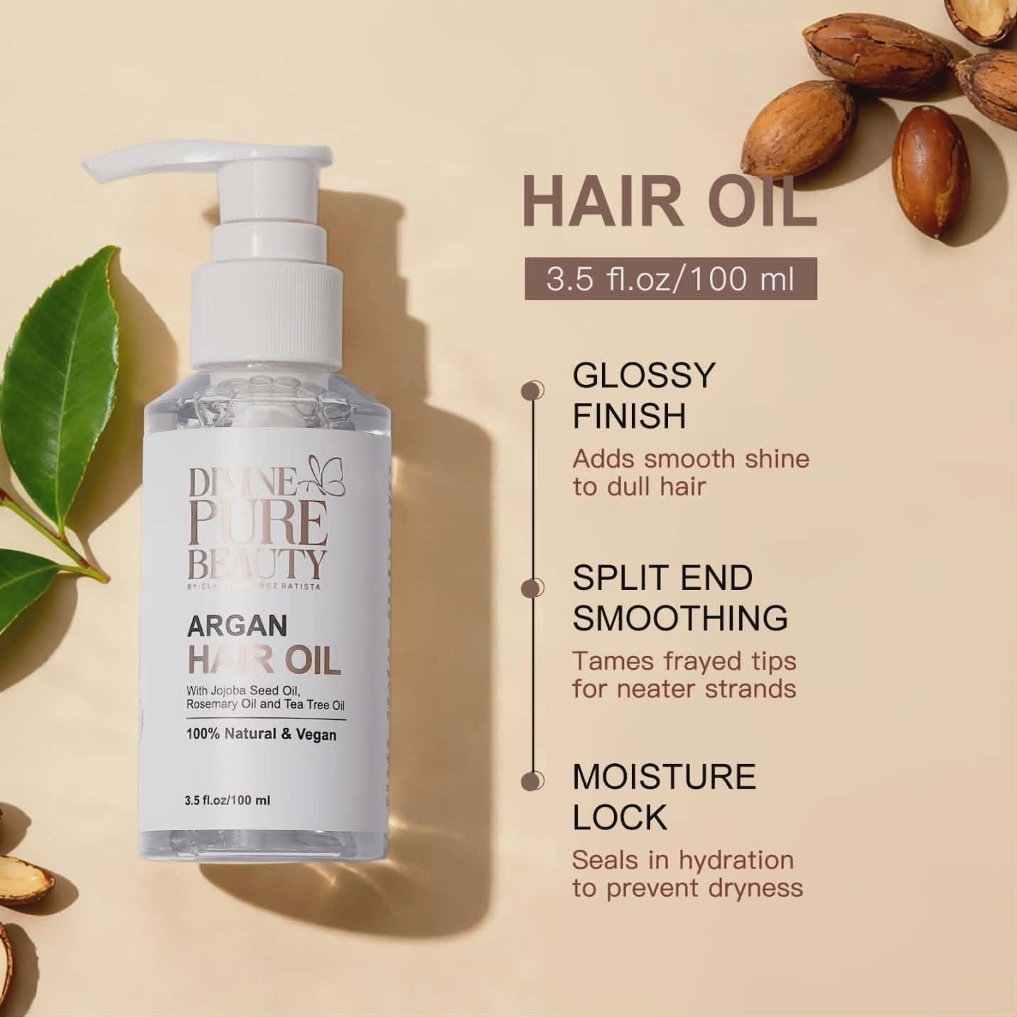 Divine Pure Beauty Argan Oil Shampoo and Hair care bundle