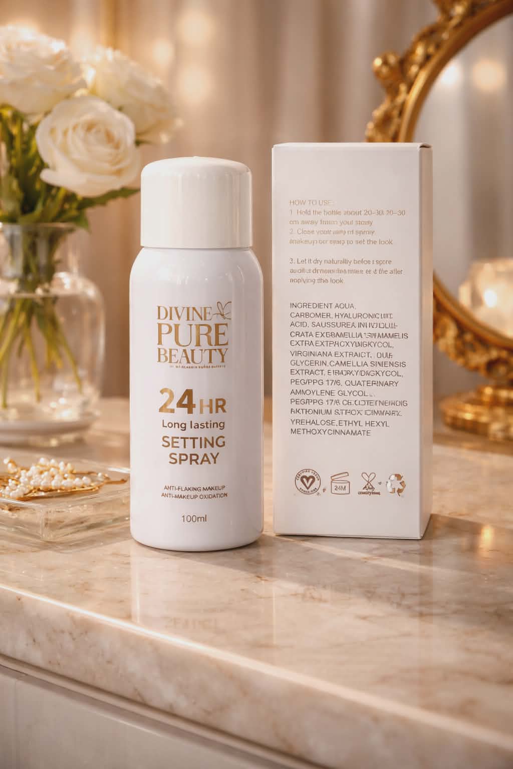 Divine Pure Beauty 24 Hr Long Lasting Setting Spray for Anti-flaking makeup anti-makeup oxidation